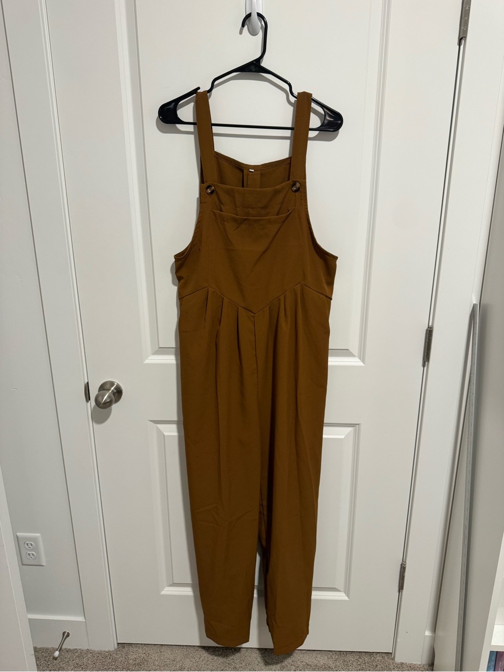 Relaxed Brown Wide Leg Overalls with Chest Bib